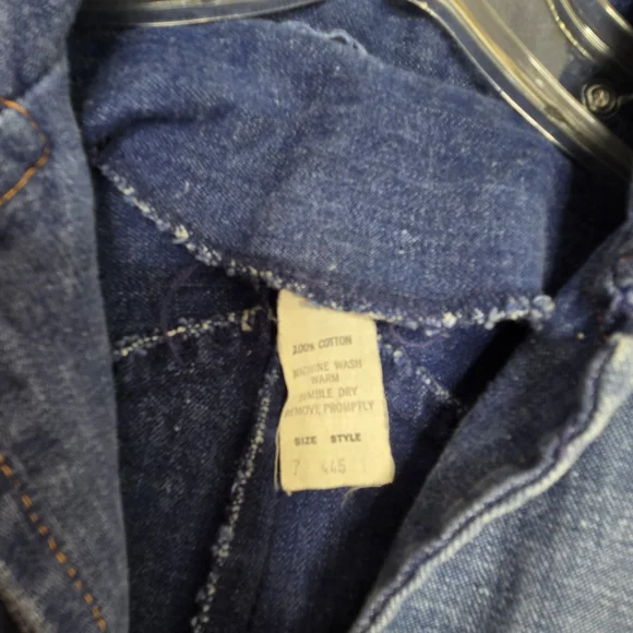 Vintage Two-Tone Denim Jumpsuit Romper with Front Zip - Picture 3 of 8